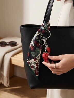Strawberry Bag Charm In Gold Or Silver